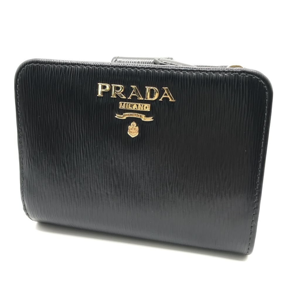 Prada Saffiano Leather Bi fold Wallet Black